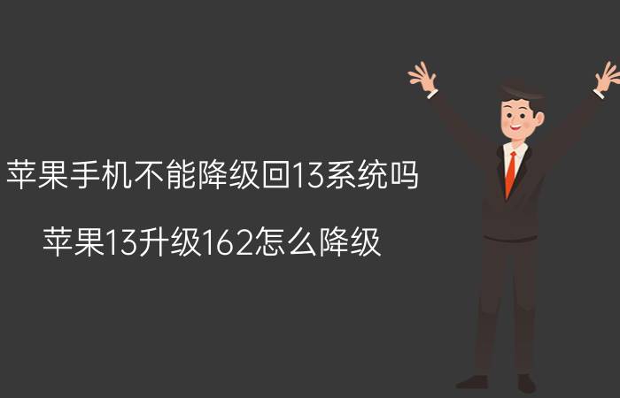 苹果手机不能降级回13系统吗 苹果13升级162怎么降级？